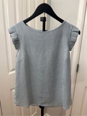 Monteau Blue & White Striped Sleeveless Tank Top